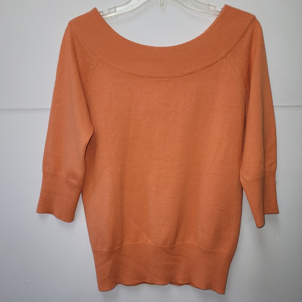 Lucy Pereda Sears Orange Acrylic Knit Sweater Sz M Vintage‎ Cozy Fall Office Y2K